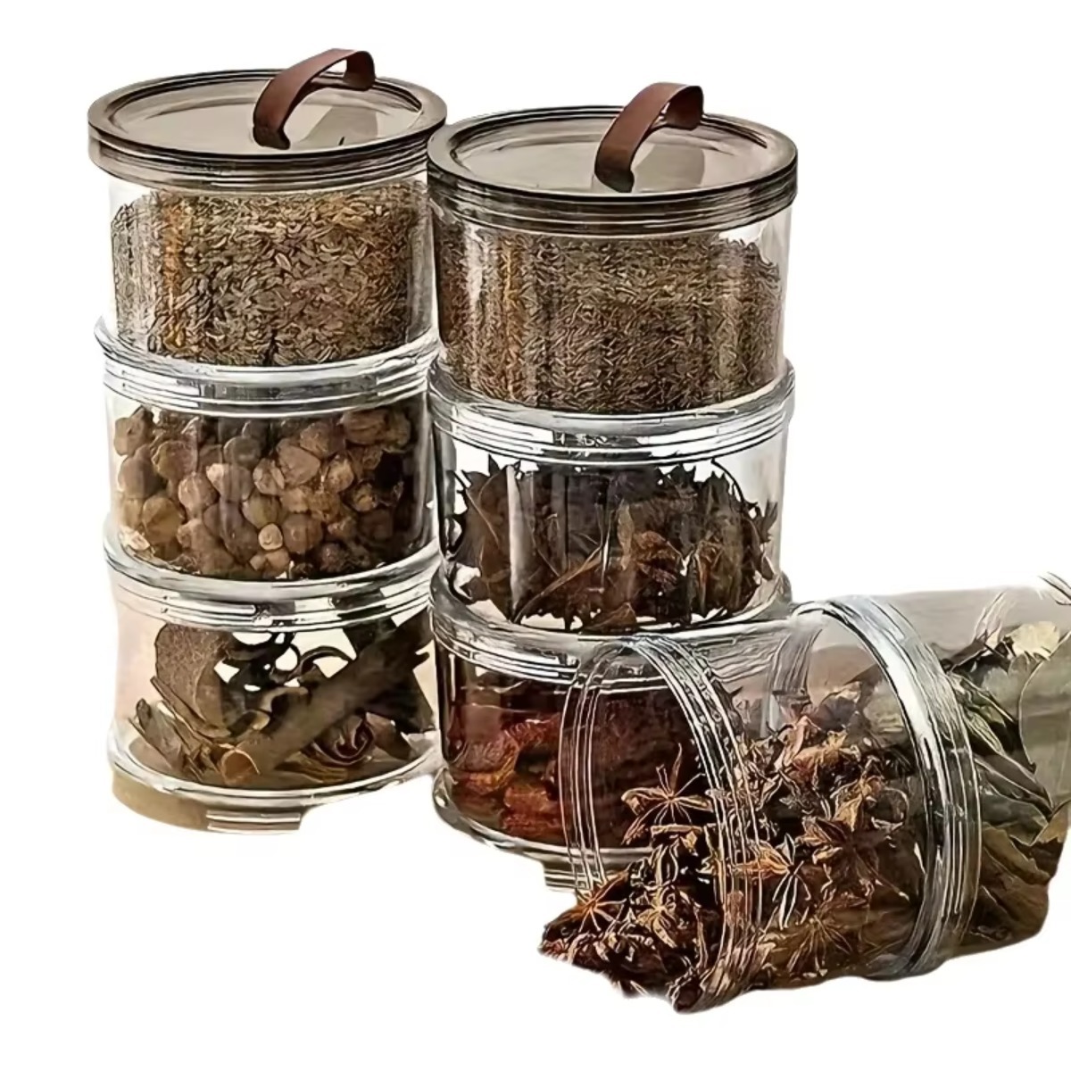 Food Storage Containers Plastic Box - 3-Layer Round Handheld Spice Box Multi-Layer