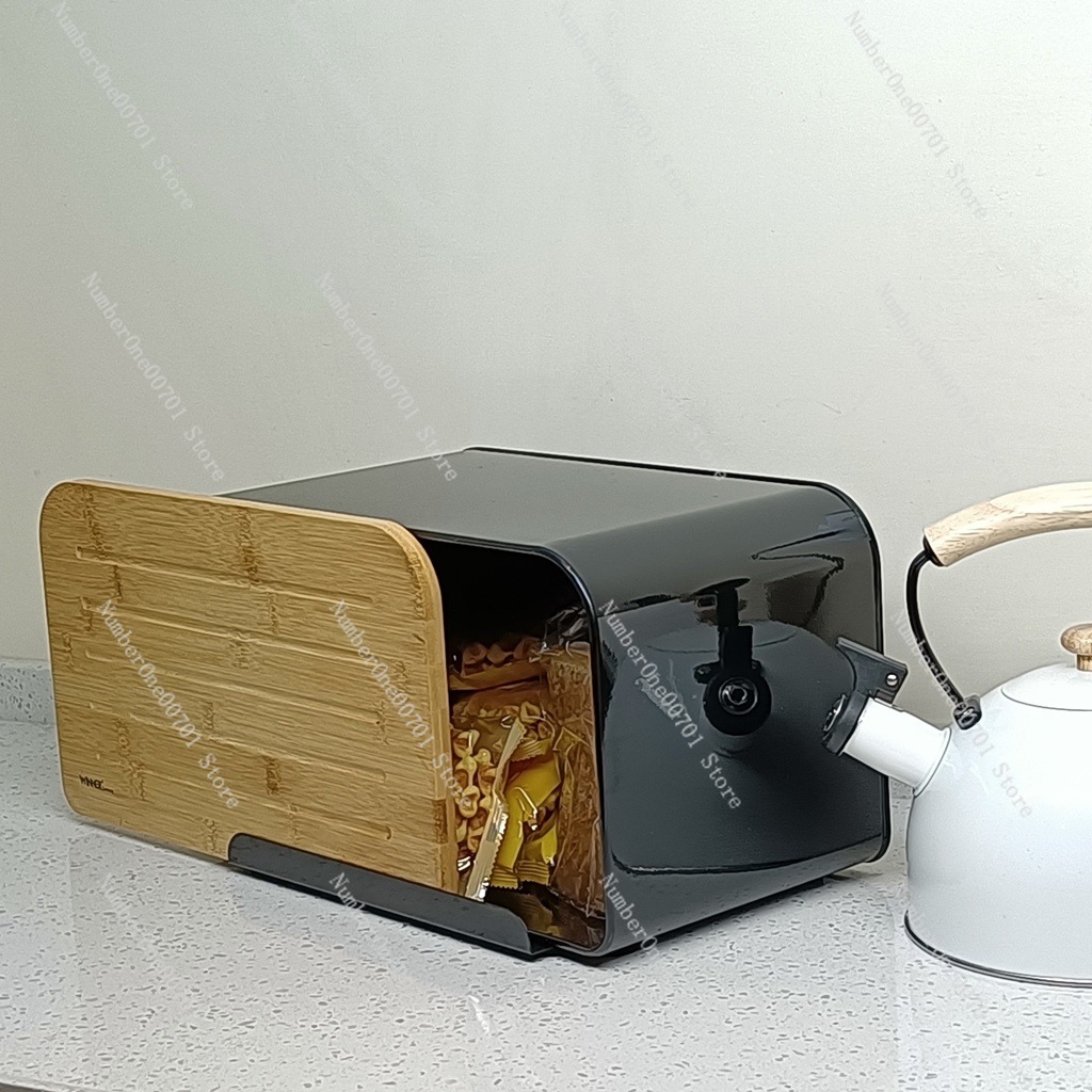 Kitchen Bread Box with Bamboo  - đánh giá và giá Food Storage Box Stainless Steel