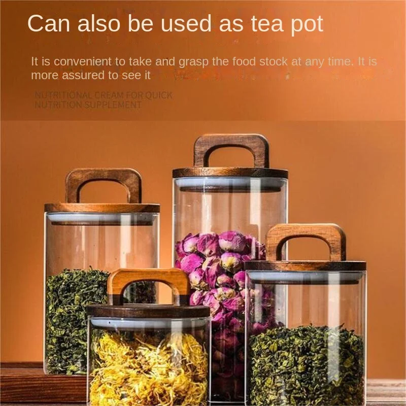 700-2100ml Wood Lid Glass Jar  - đánh giá và giá Glass Food Storage Xl
