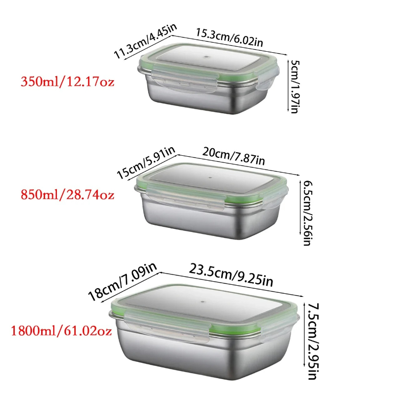 304 Stainless Steel Lunch Box  - đánh giá và giá Food Storage Box Stainless Steel