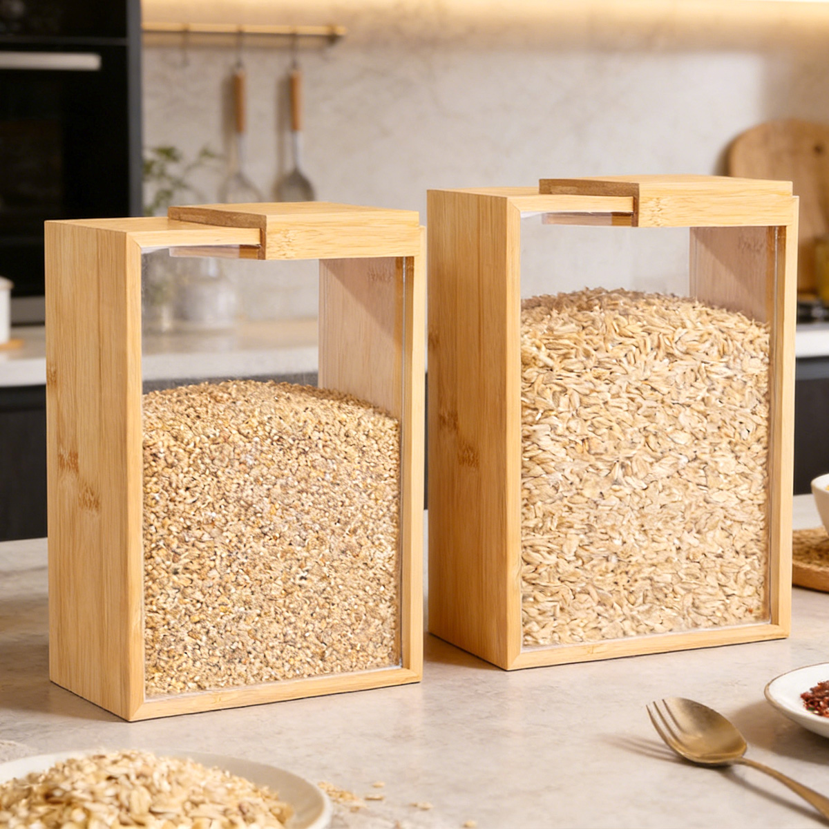 E9 1Pcs Bamboo Cereal Rice Sto - đánh giá và giá Food Storage Lidl