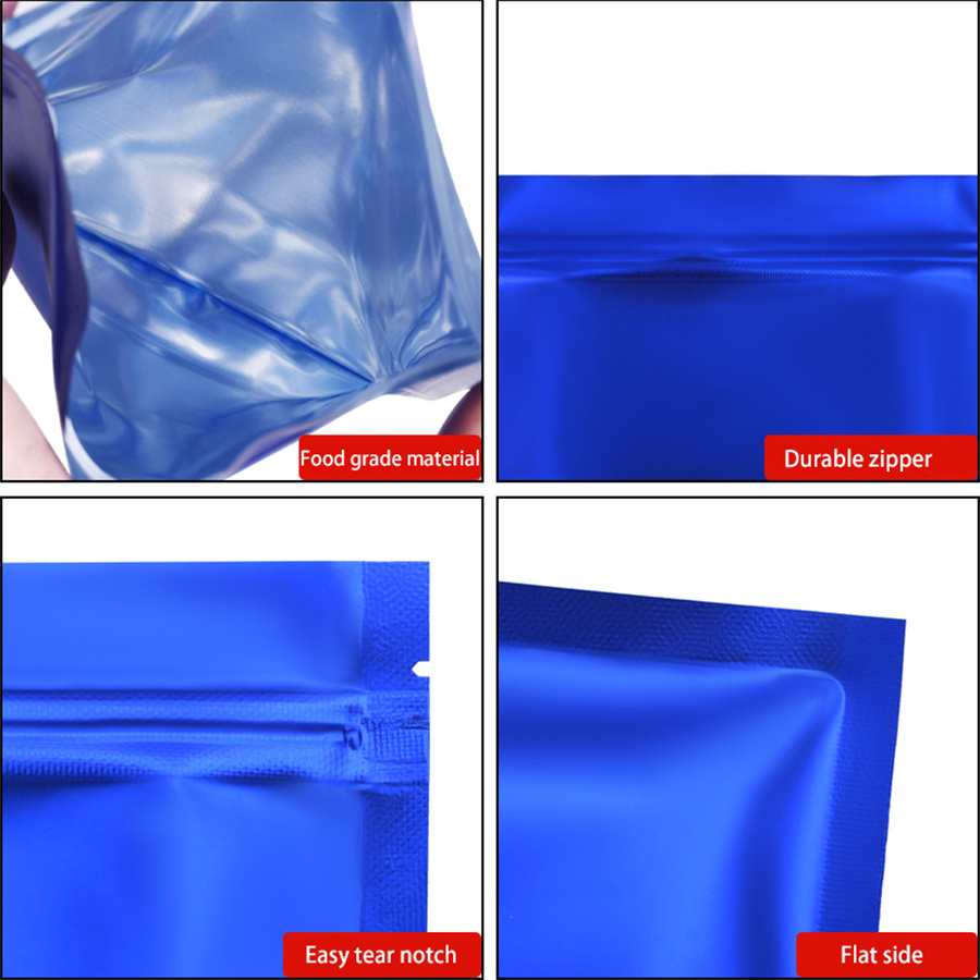 100pcs Matte Blue Foil Zipper  - đánh giá và giá Food Storage Bags Reusable
