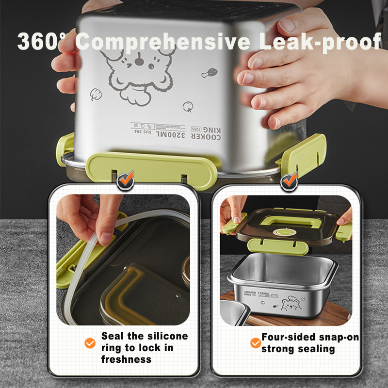 COOKER KING 420ml-6200ml Large - đánh giá và giá Food Storage Box Stainless Steel